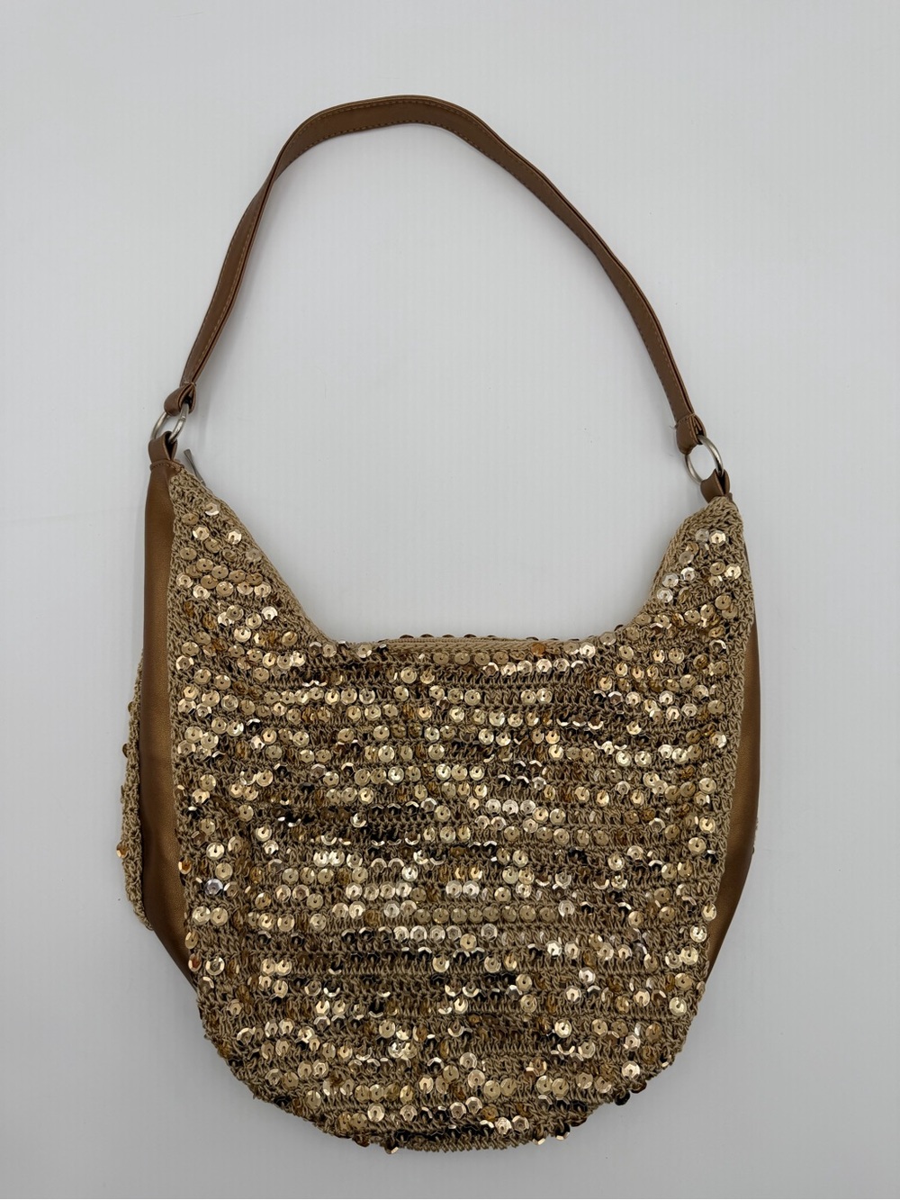Gold Sequin Woven Beautiful Hobo Shoulder Bag